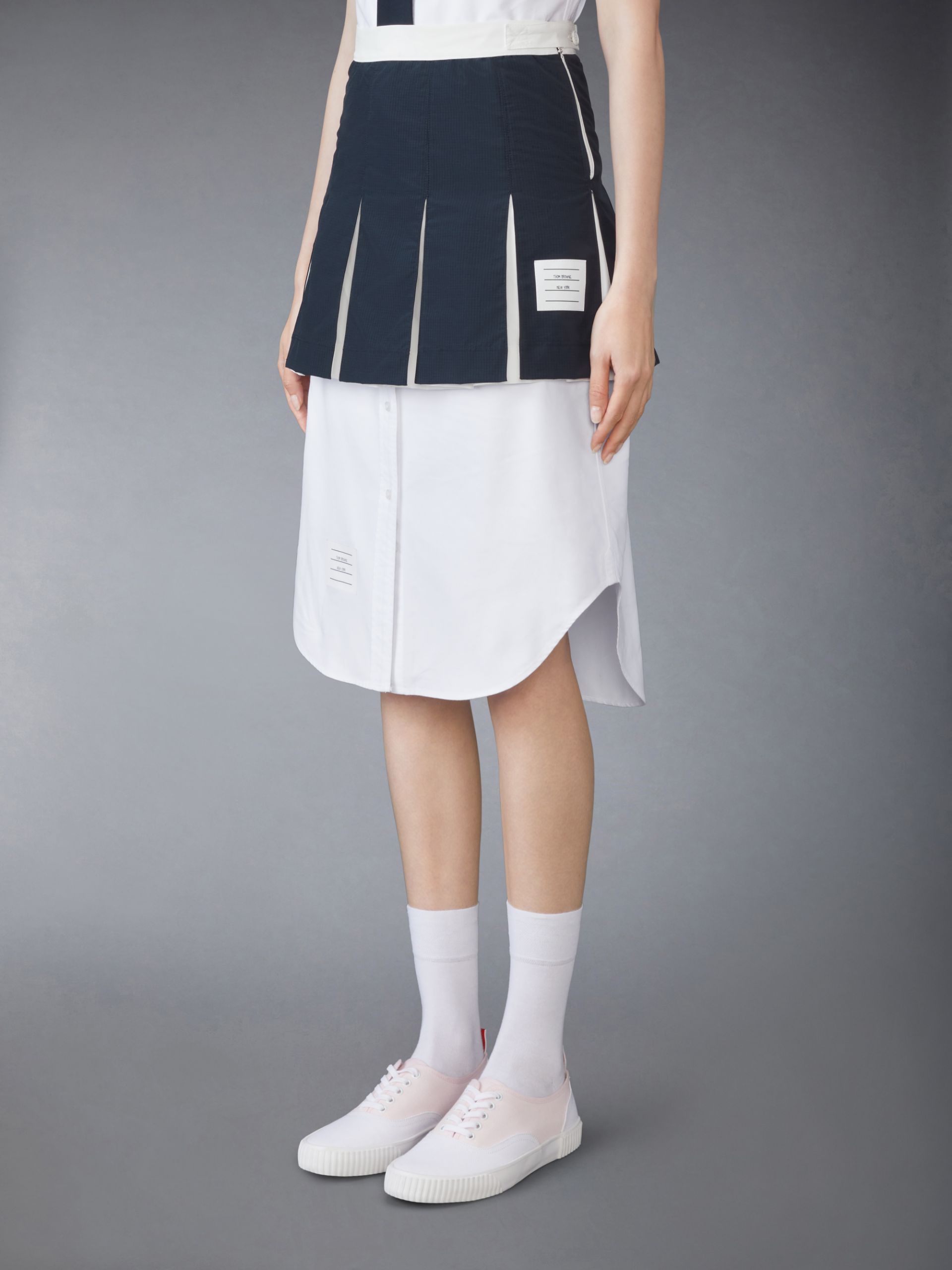 THOM BROWNE PLEATED RIPSTOP MINISKIRT