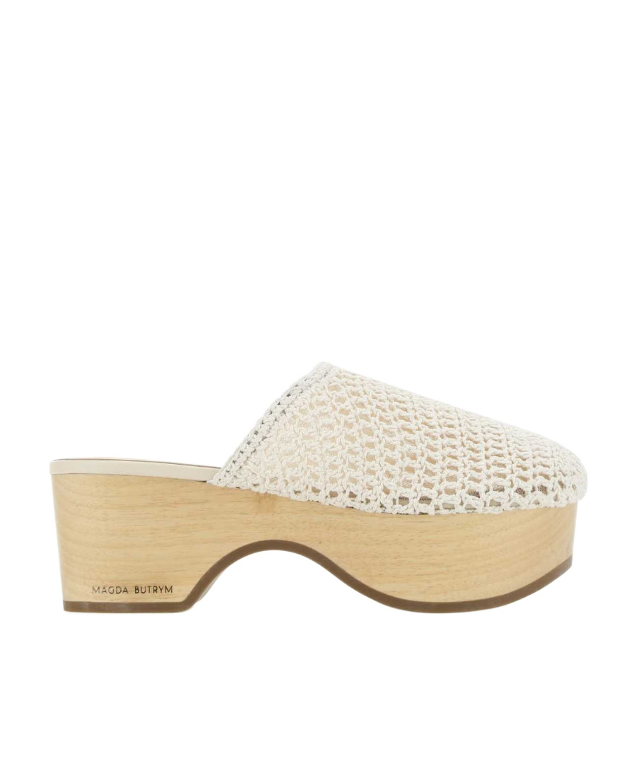 Magda Butrym Crochet Clog Round Toe Mules In Nude