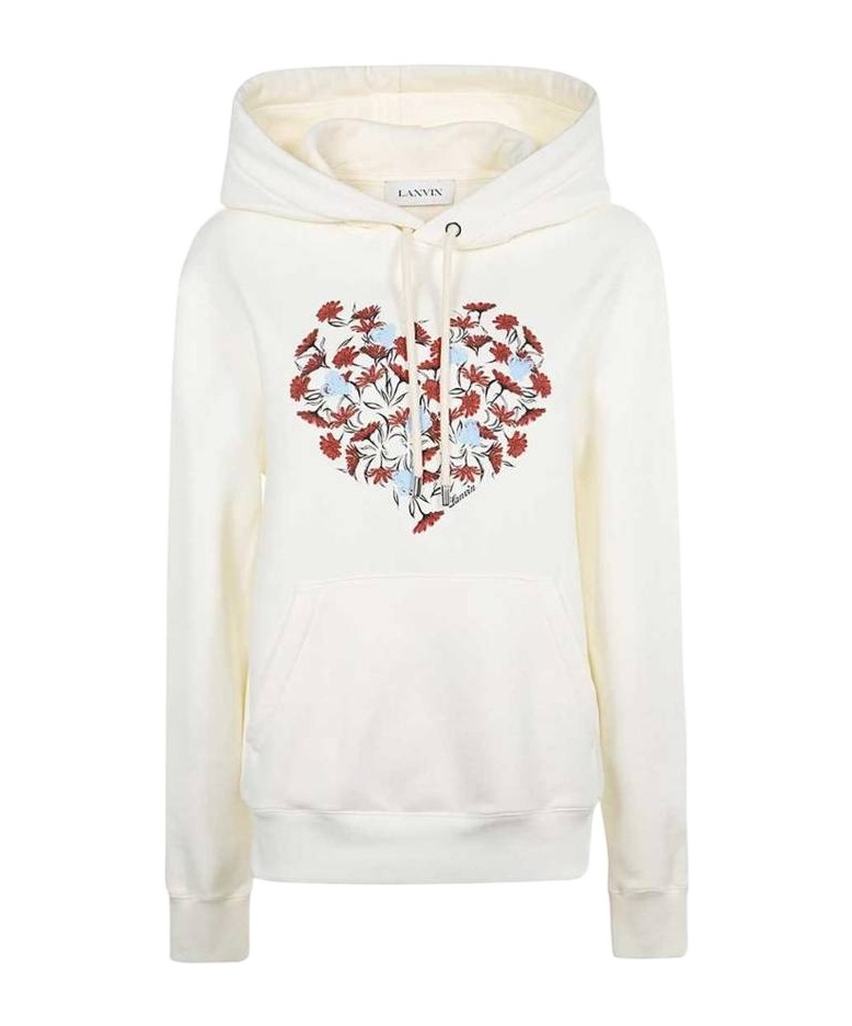 Lanvin Long-sleeved Hooded Sweatshirt In Neutral