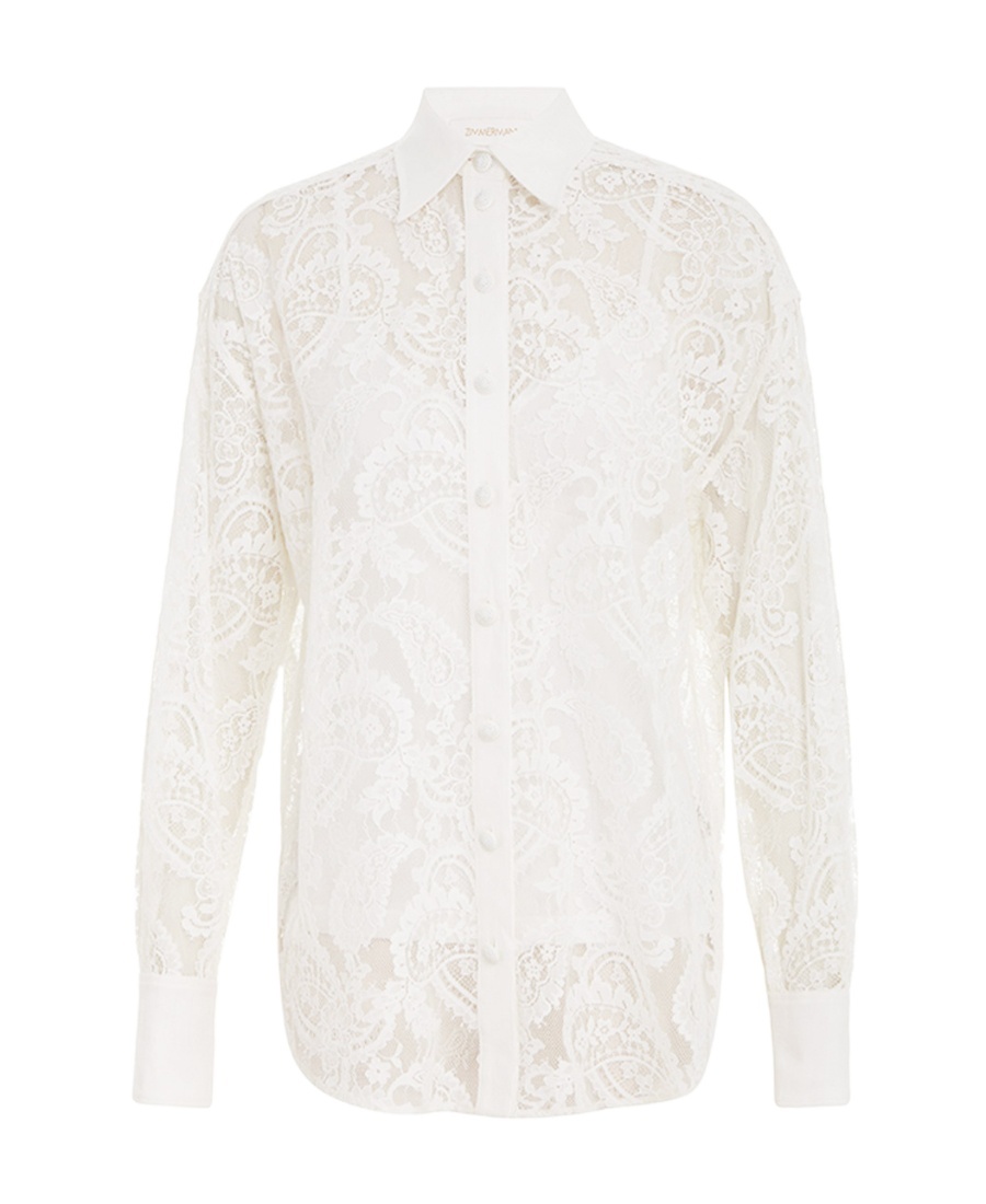 Shop Zimmermann Wonderland Lace Shirt In White