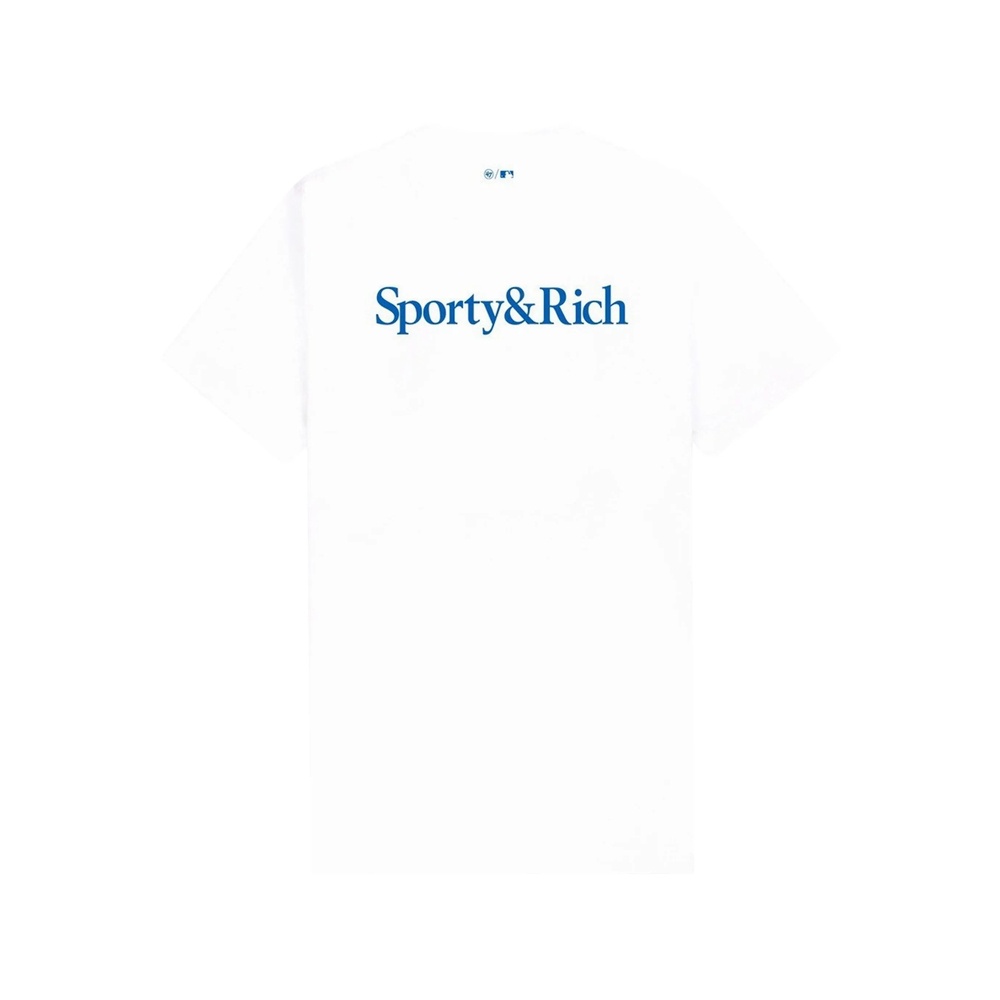 Sporty And Rich Womens White Dodgers Serif Round-neck Cotton-jersey T-shirt In White