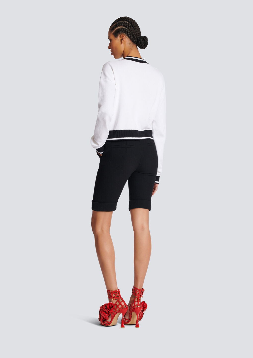 Balmain Logo-embroidered Crewneck Sweater In White