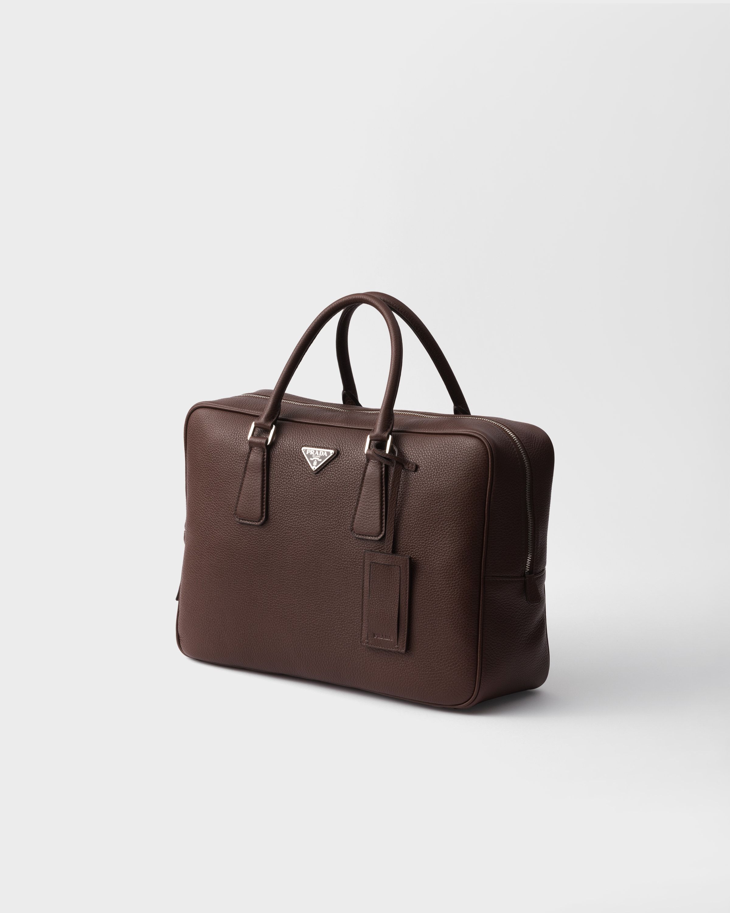 Prada Textured Leather Briefcase With Polished Hardware