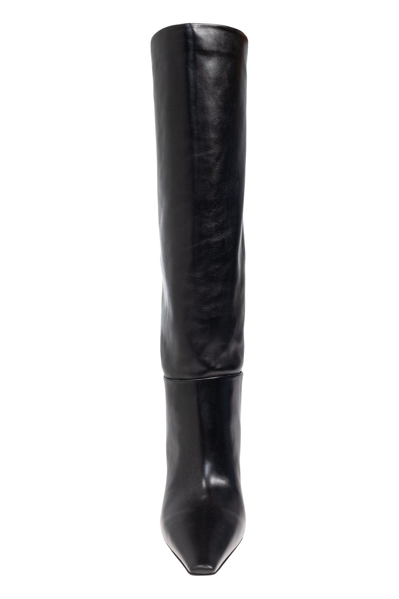 Versace Leather V-heel Knee-high Boots 85 In Black
