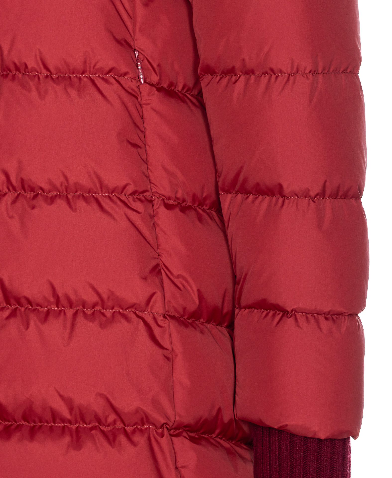 Herno Quilted Hooded Long Jacket In Red