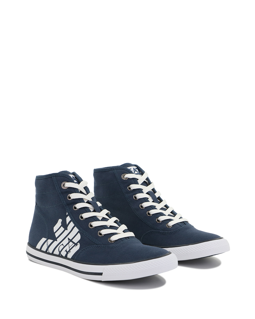 Ea7 Logo High-top Casual Sneakers In Black