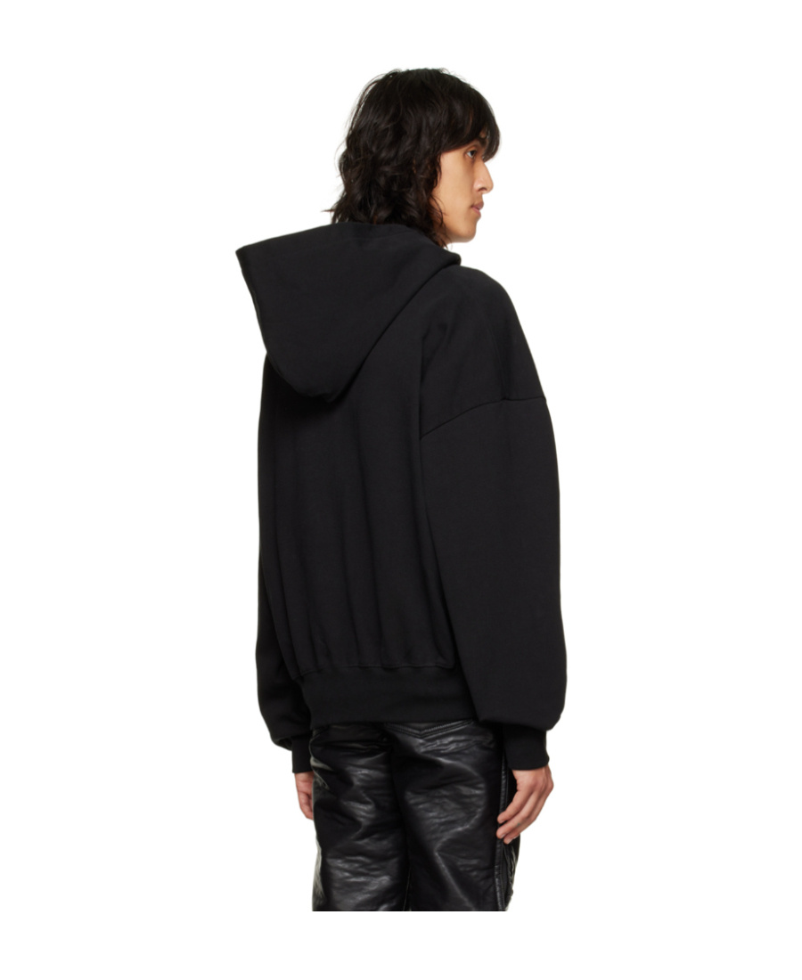 We11 Done Zipper Hooded Sweater In Black