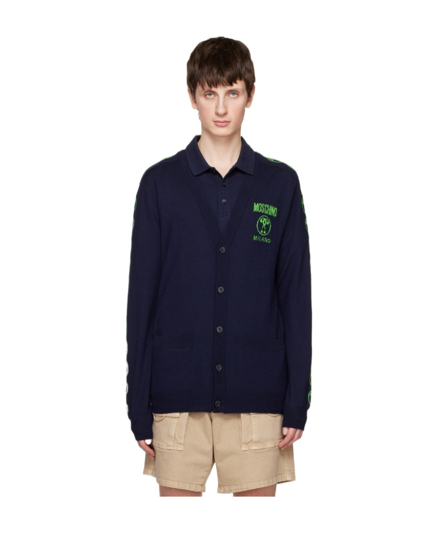 Moschino Long-sleeved Cardigan In Black