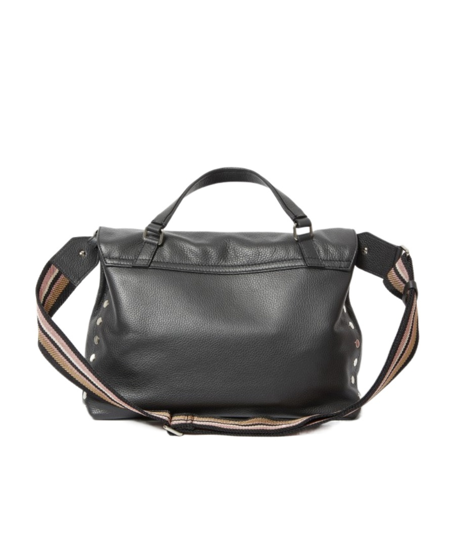 Zanellato Hammered Leather Small Tote With Twist-lock Closure In Black