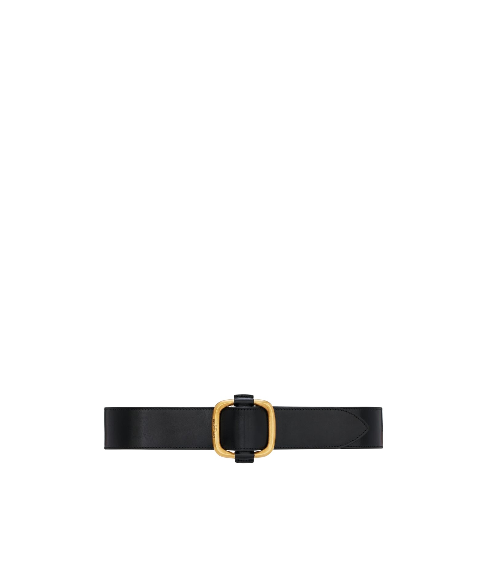 Saint Laurent Oval Wide Leather Belt In Black