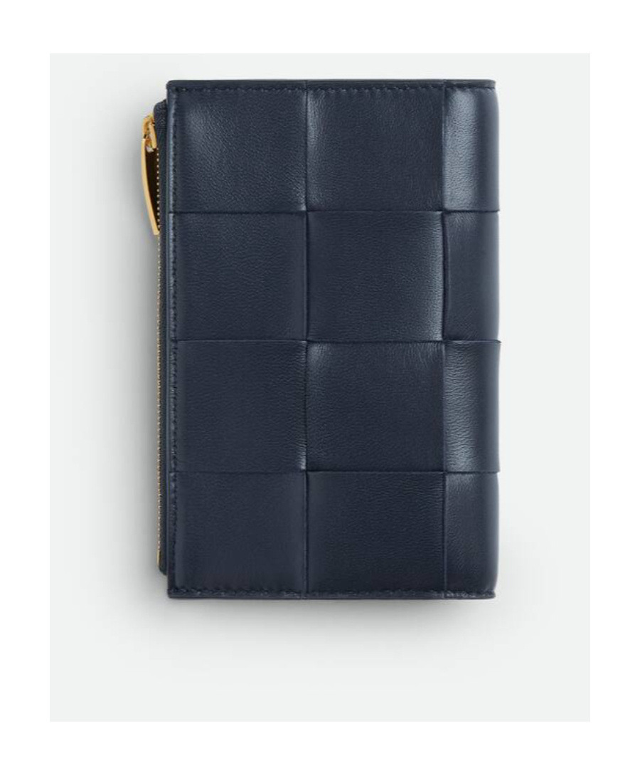 Bottega Veneta Medium Double Fold Zipper Purse In Black