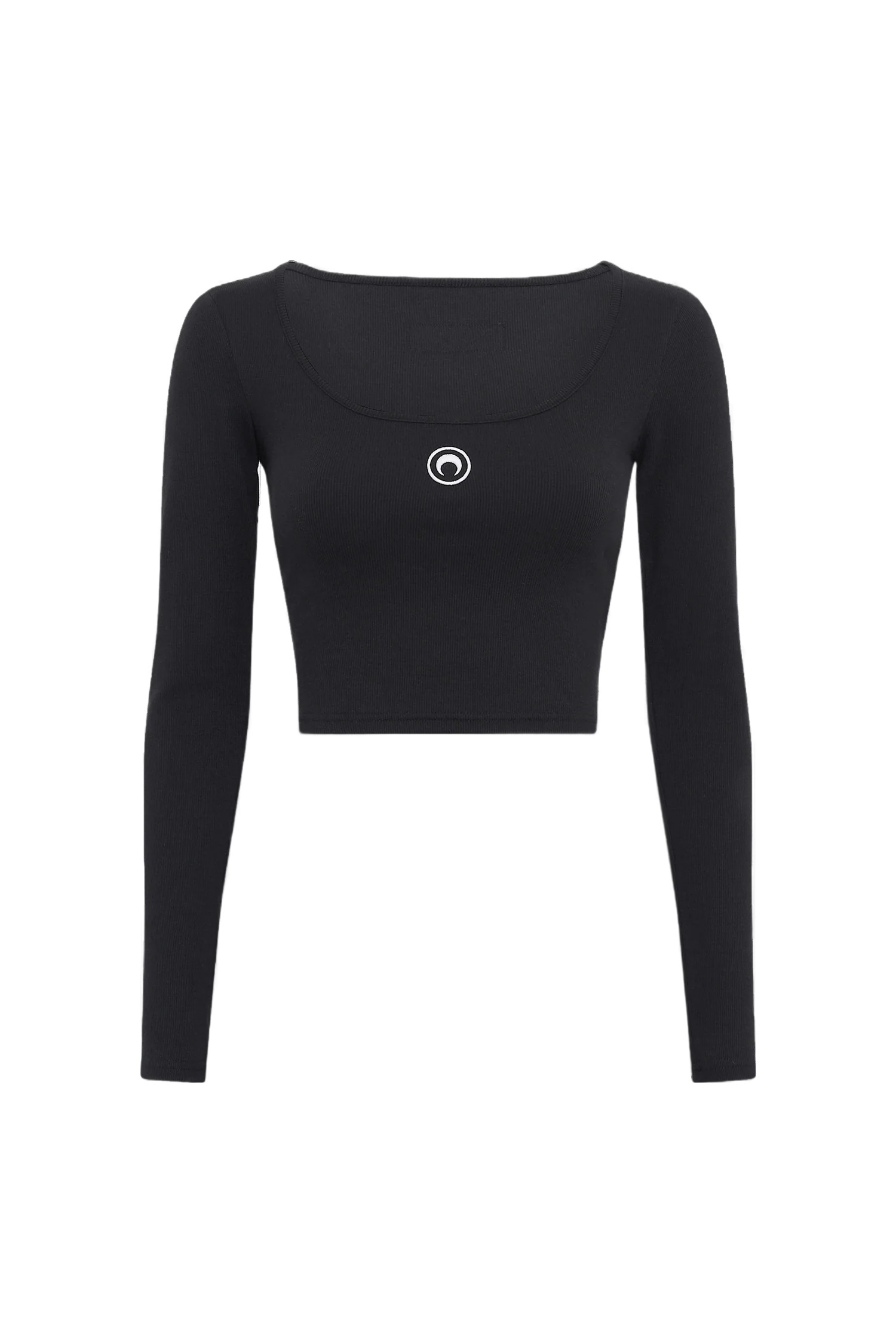 Marine Serre Round-neck Long-sleeve T-shirt In Black