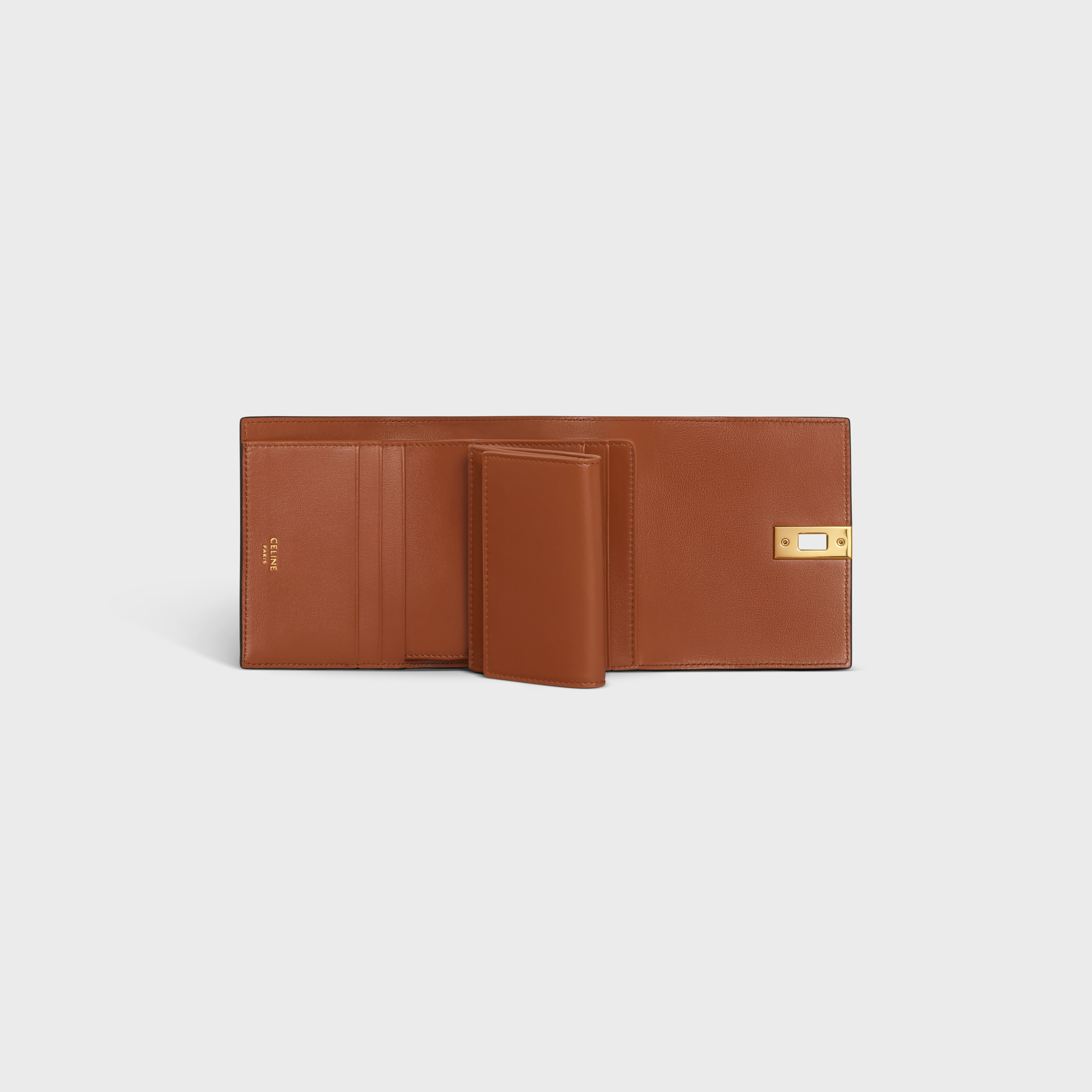 Celine Small Logo Trifold Wallet In Brown