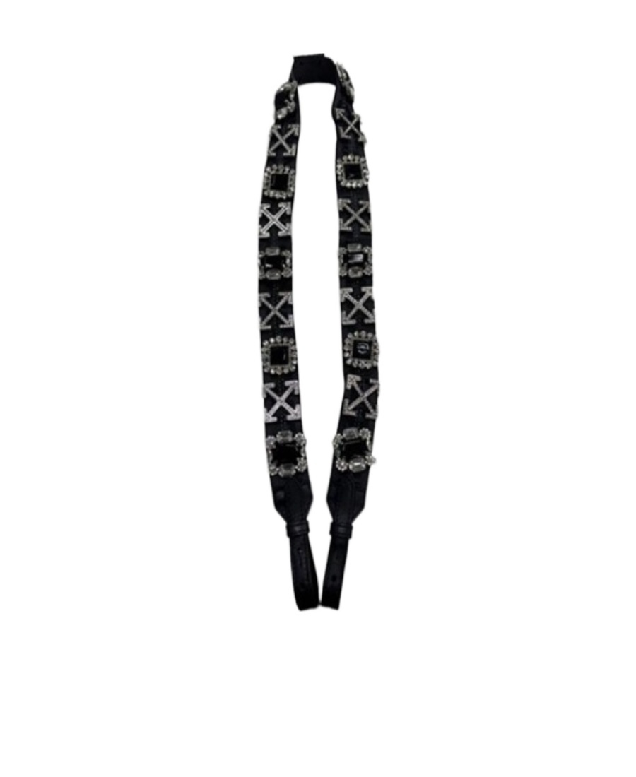 Off-white Crystal Decorative Strap In Black