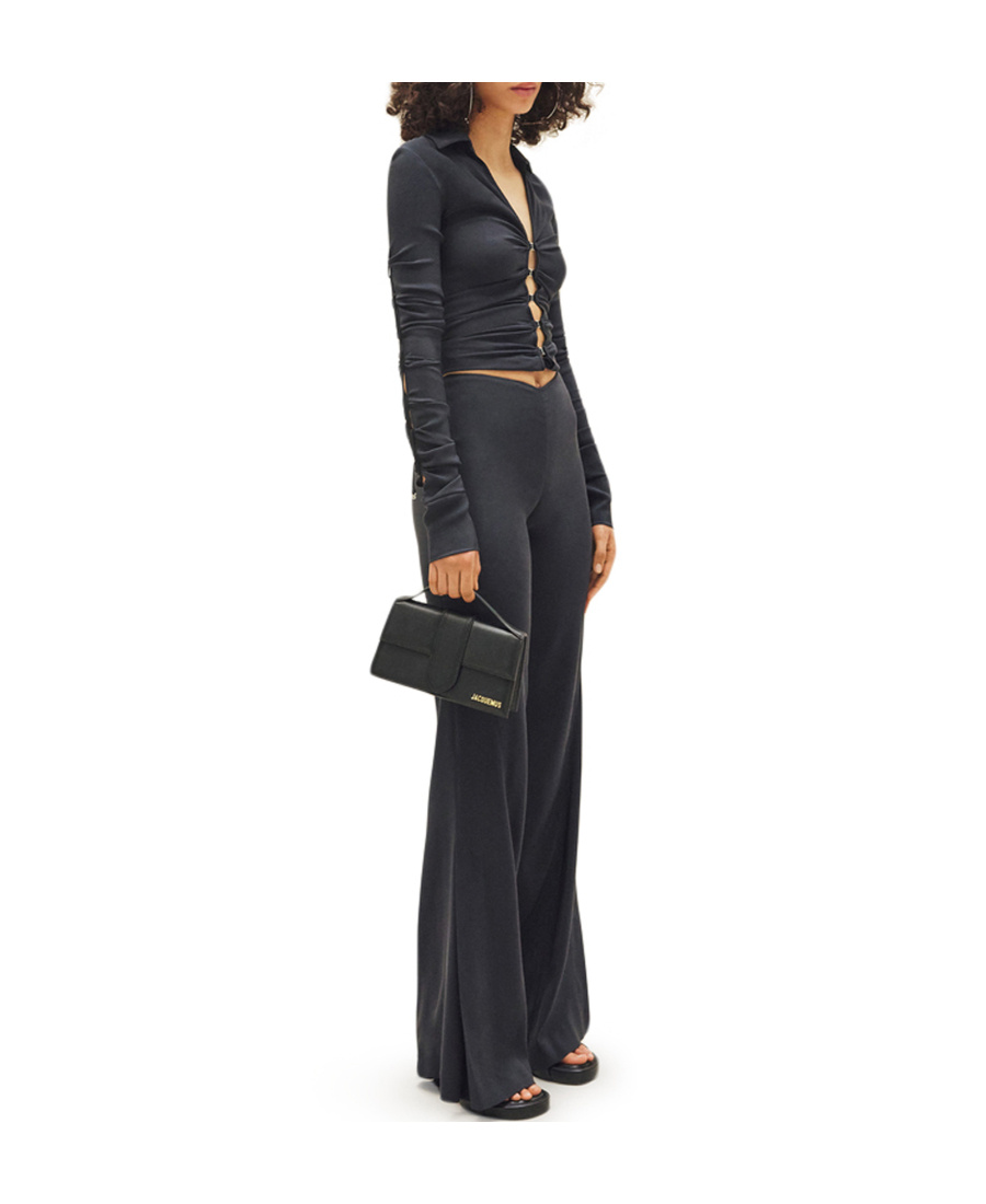 Jacquemus Soffio Mid-rise Flared Pants In Blue