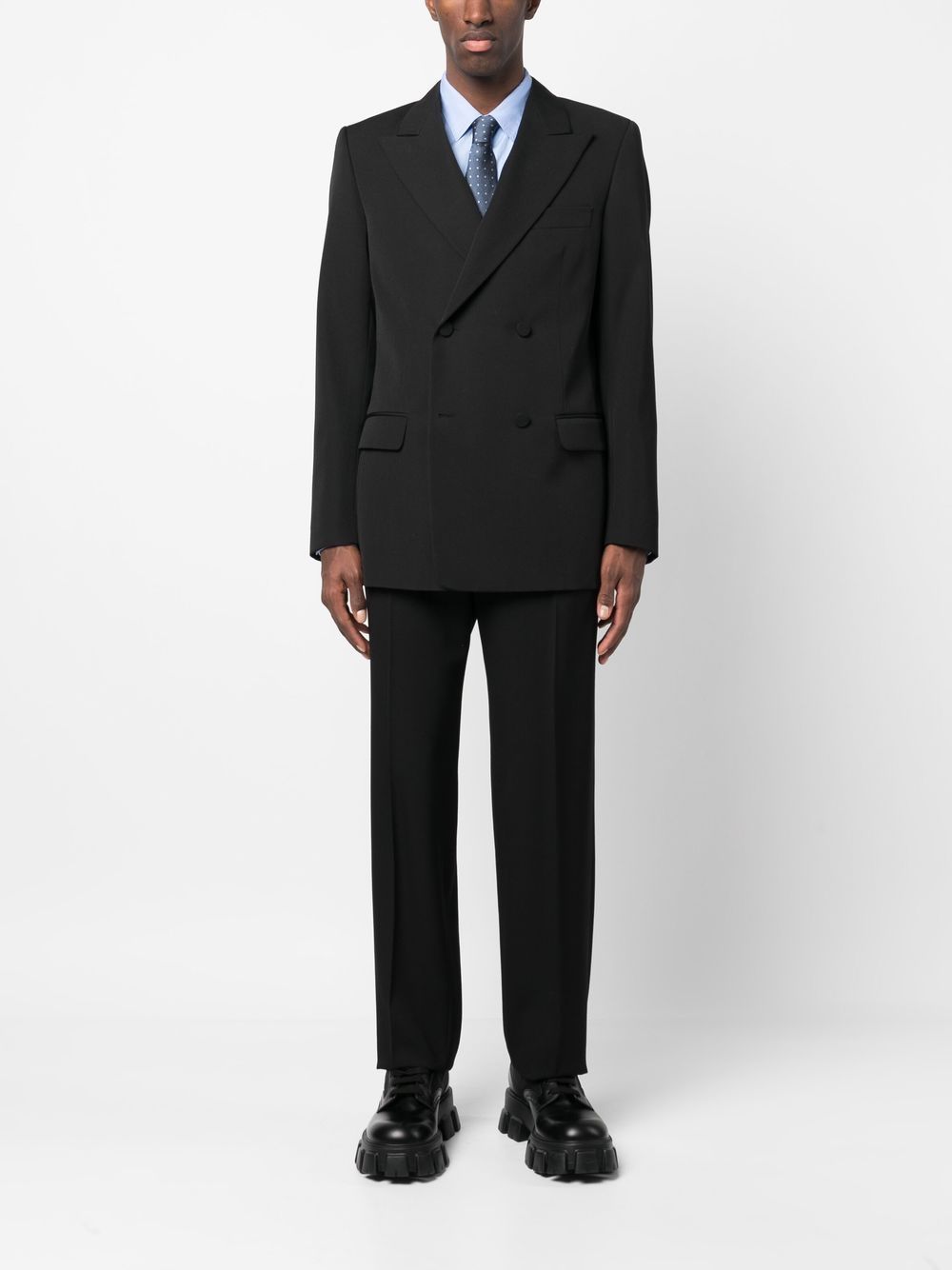 Lanvin Double-breasted Peak Lapel Blazer In Black