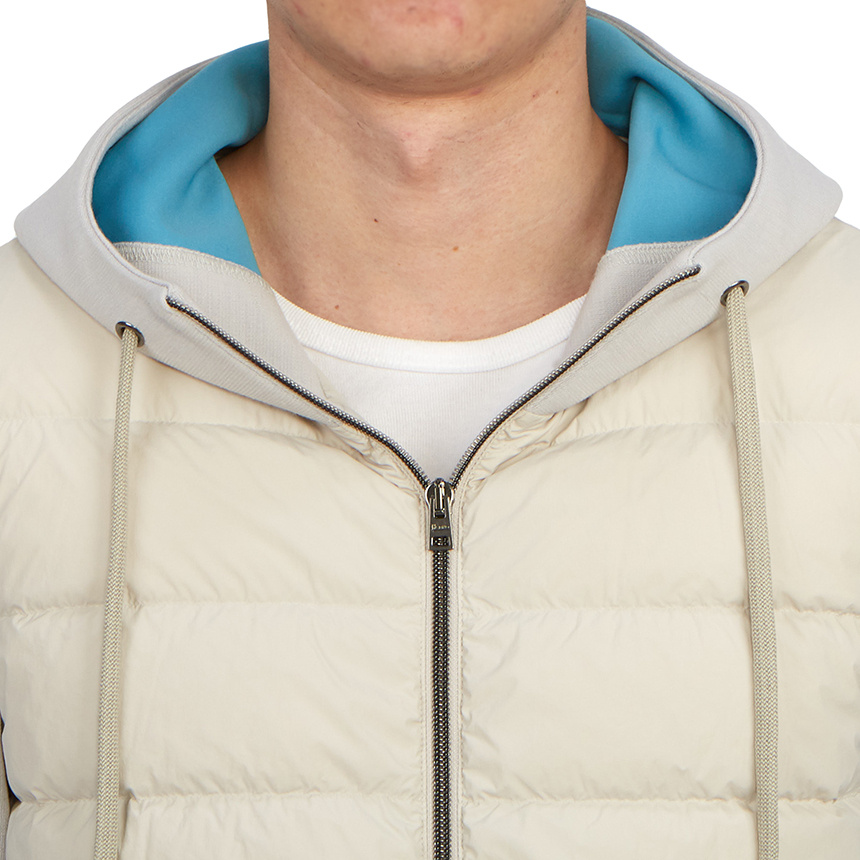 Herno Zip-up Hooded Drawstring Down Jacket In White
