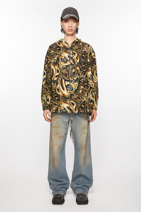 Shop Acne Studios Hooded Logo Jacket In Brown