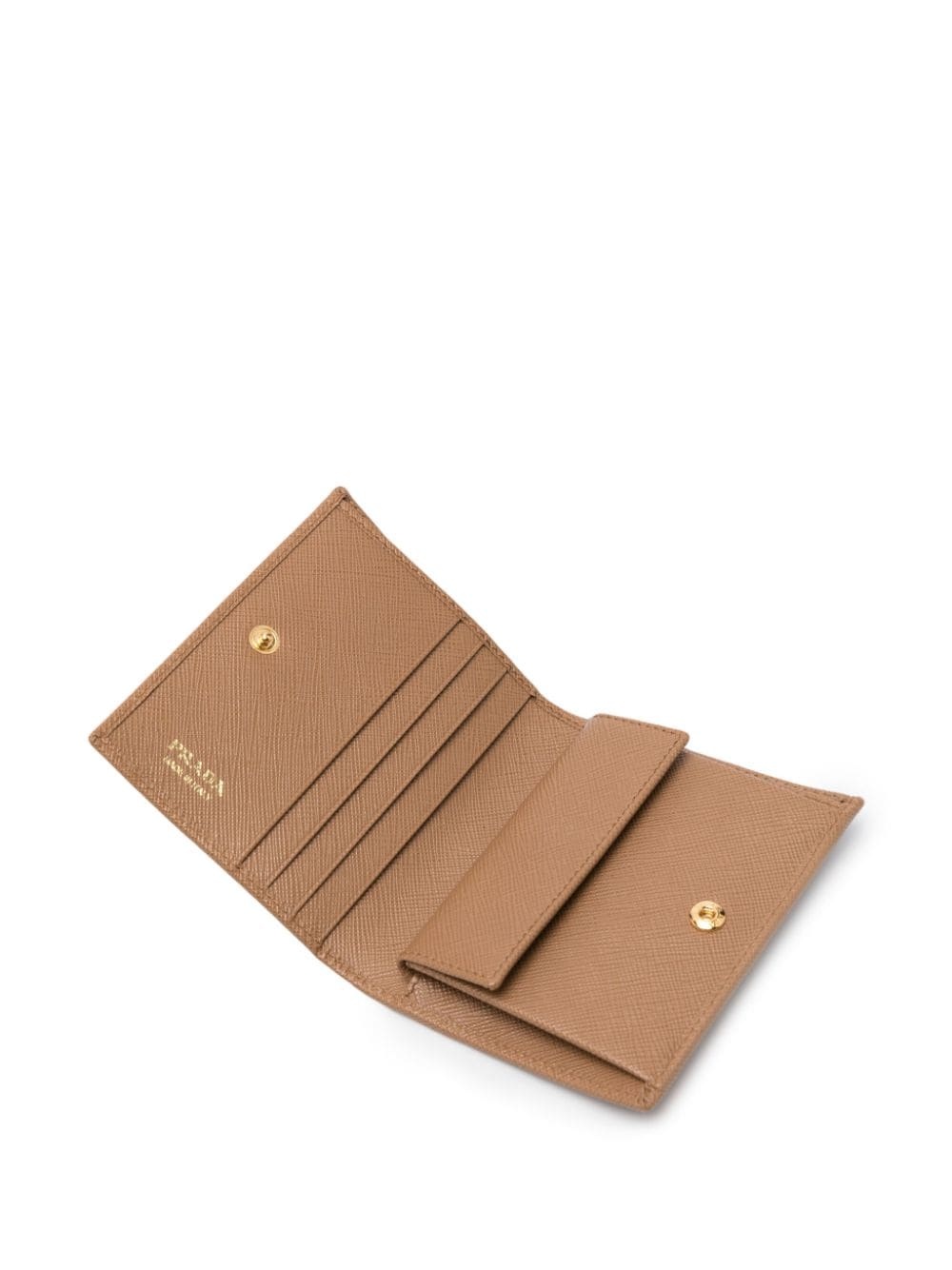 Prada Saffiano-leather Bi-fold Wallet In Brown