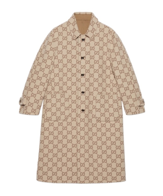 Gucci Buttoned Long-sleeved Reversible Coat In Brown