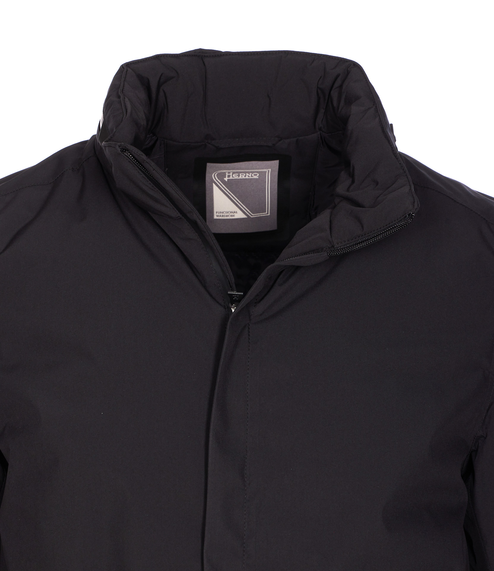 Herno Down Jacket With High Neck And Side Pockets In Black