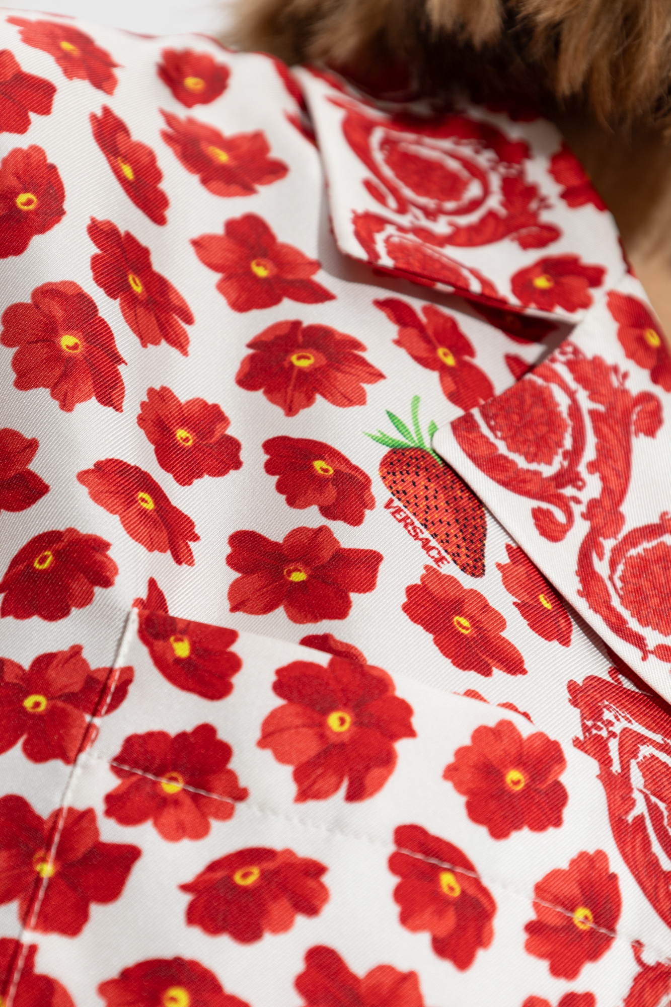 Versace Floral Garden Collared Shirt In Red