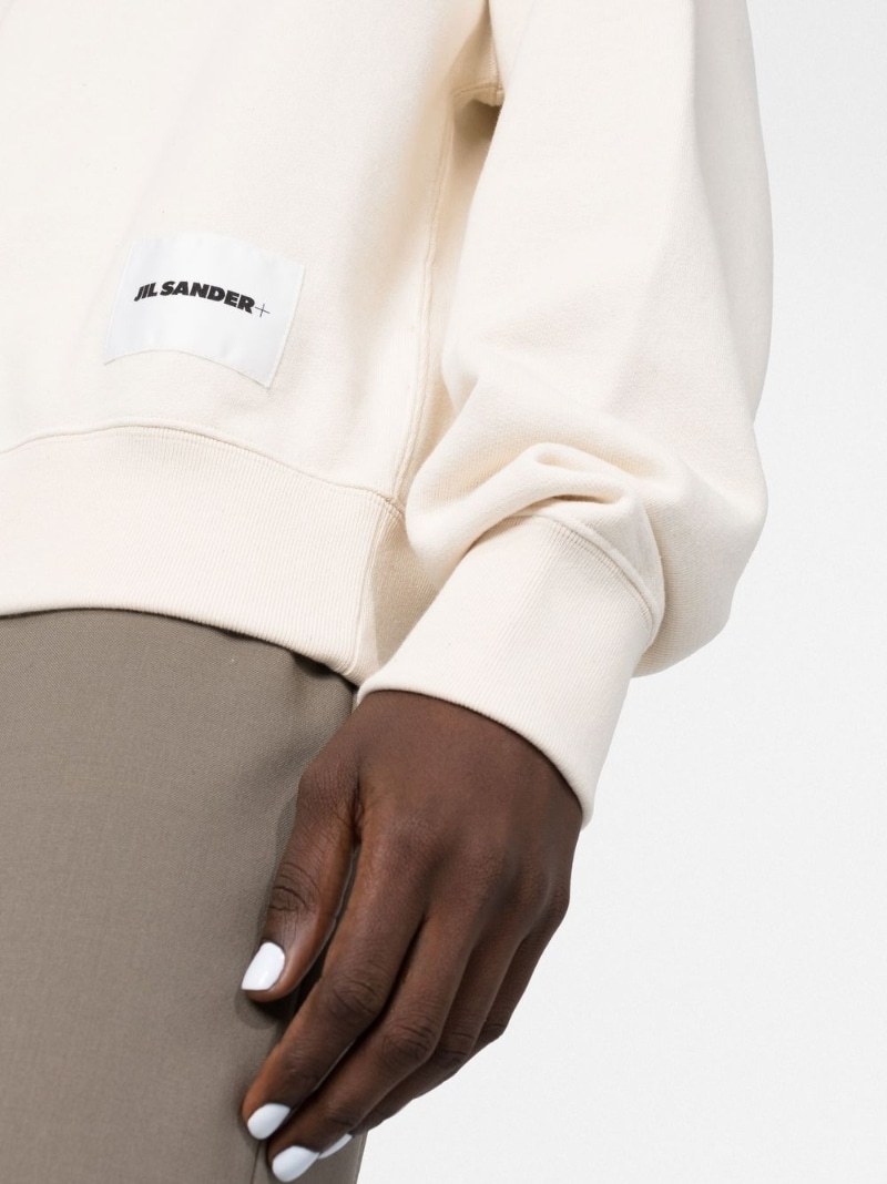 Jil Sander Oversized Cotton Sweatshirt With Subtle Logo Patch In Nude