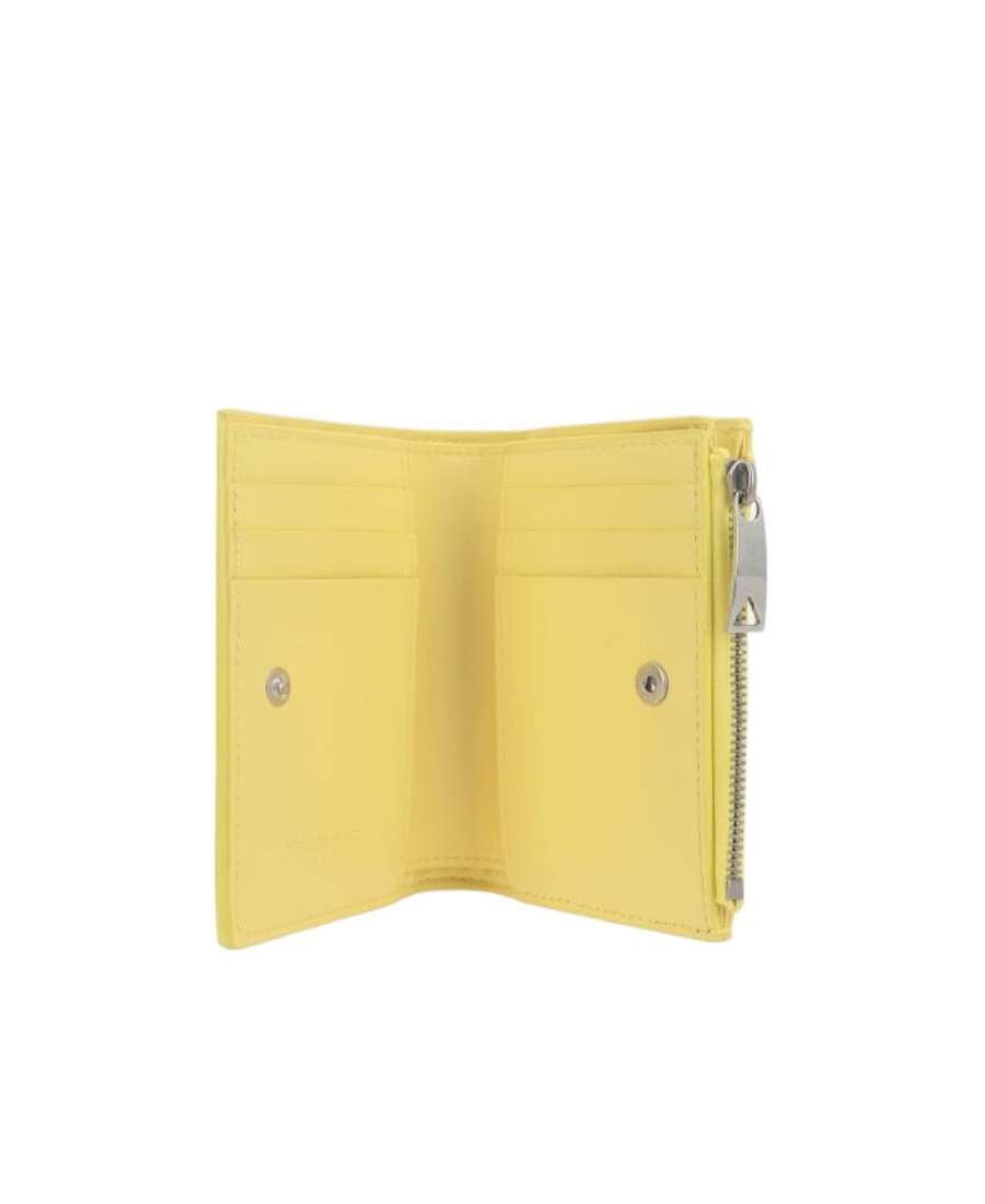 Bottega Veneta Small Card Double-fold Zipper Wallet In Yellow
