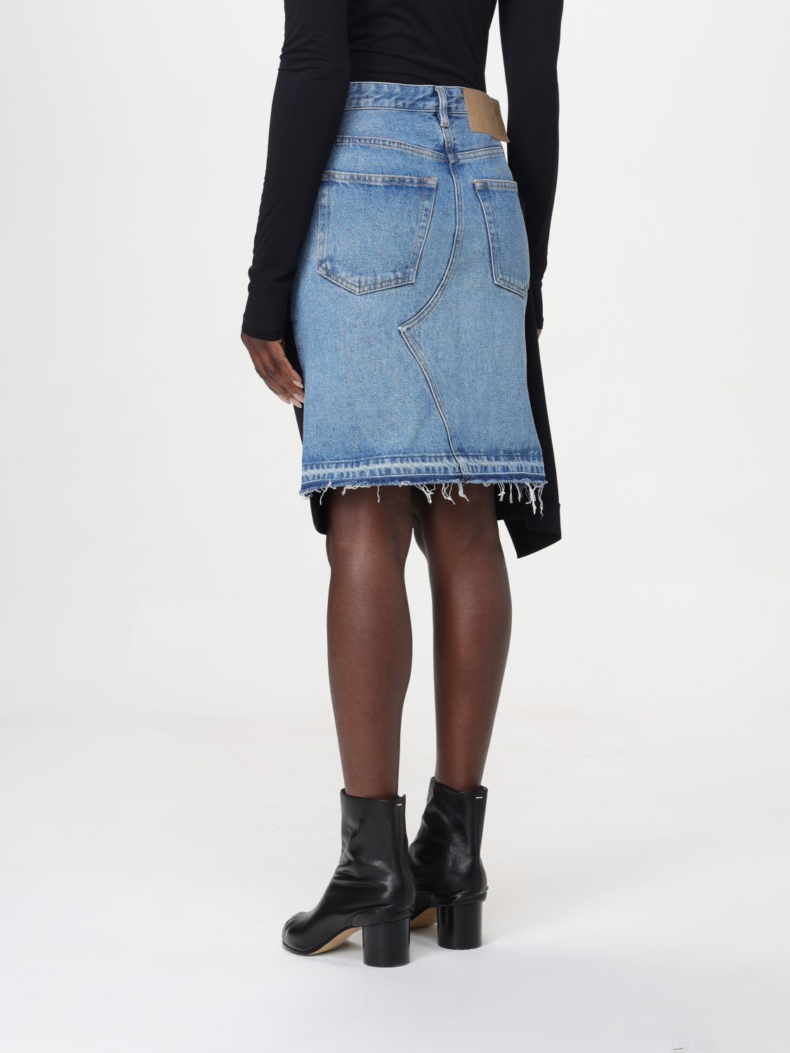Mm6 Maison Margiela Panelled Denim Miniskirt In Black