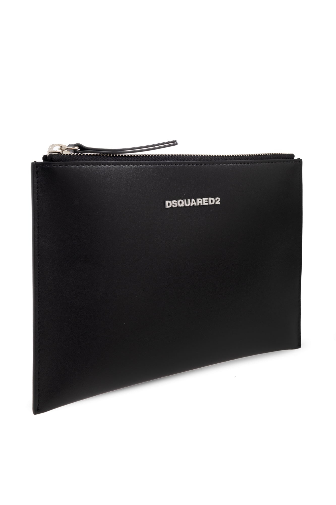 Dsquared2 Logo-plaque Zip Clutch Bag In Black