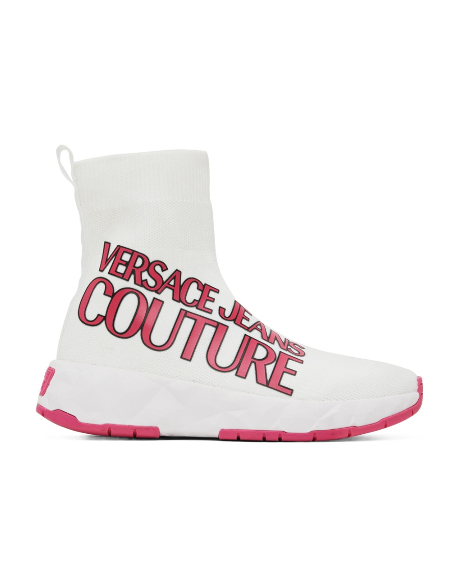 Versace Jeans Logo High-top Leisure Sports Shoes In White