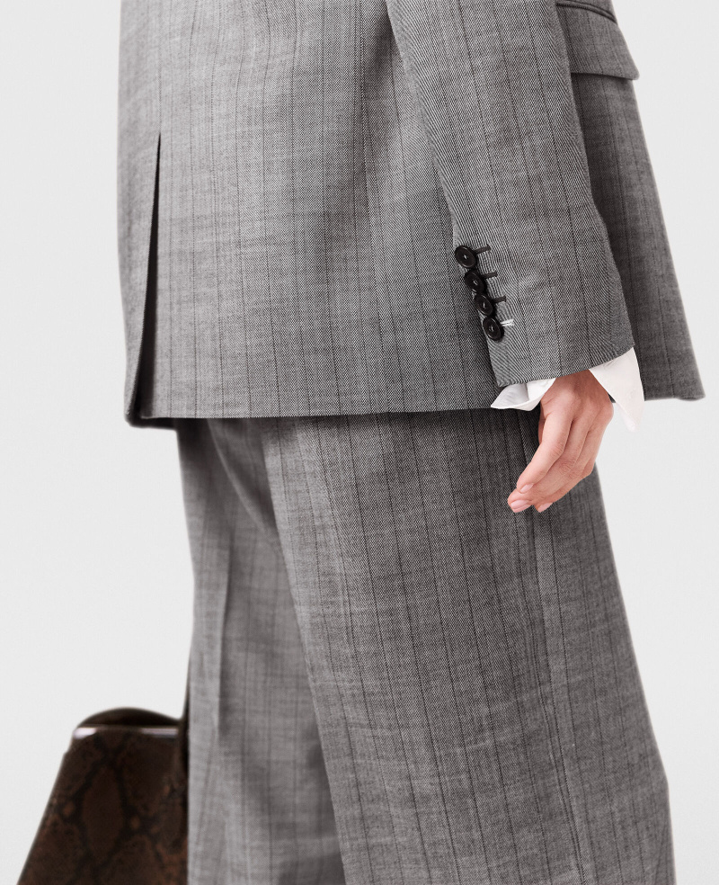 Stella Mccartney Single-breasted Pinstripe Jacket In Gray