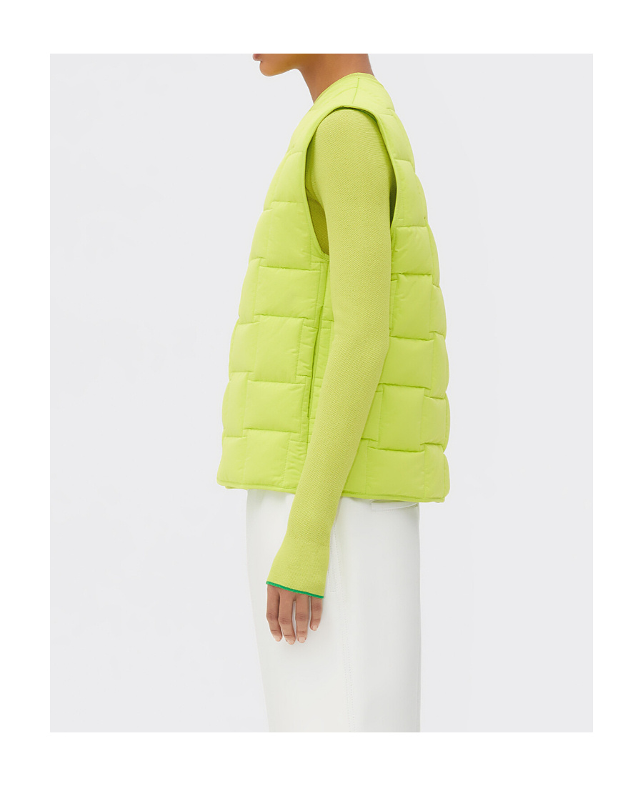 Bottega Veneta Intrecciato Pattern Padded Gilet In Yellow