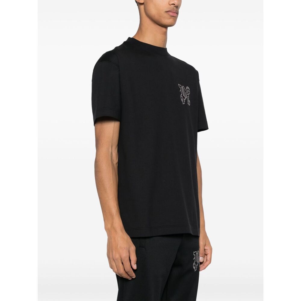 Palm Angels Studded Monogram T-shirt In Black
