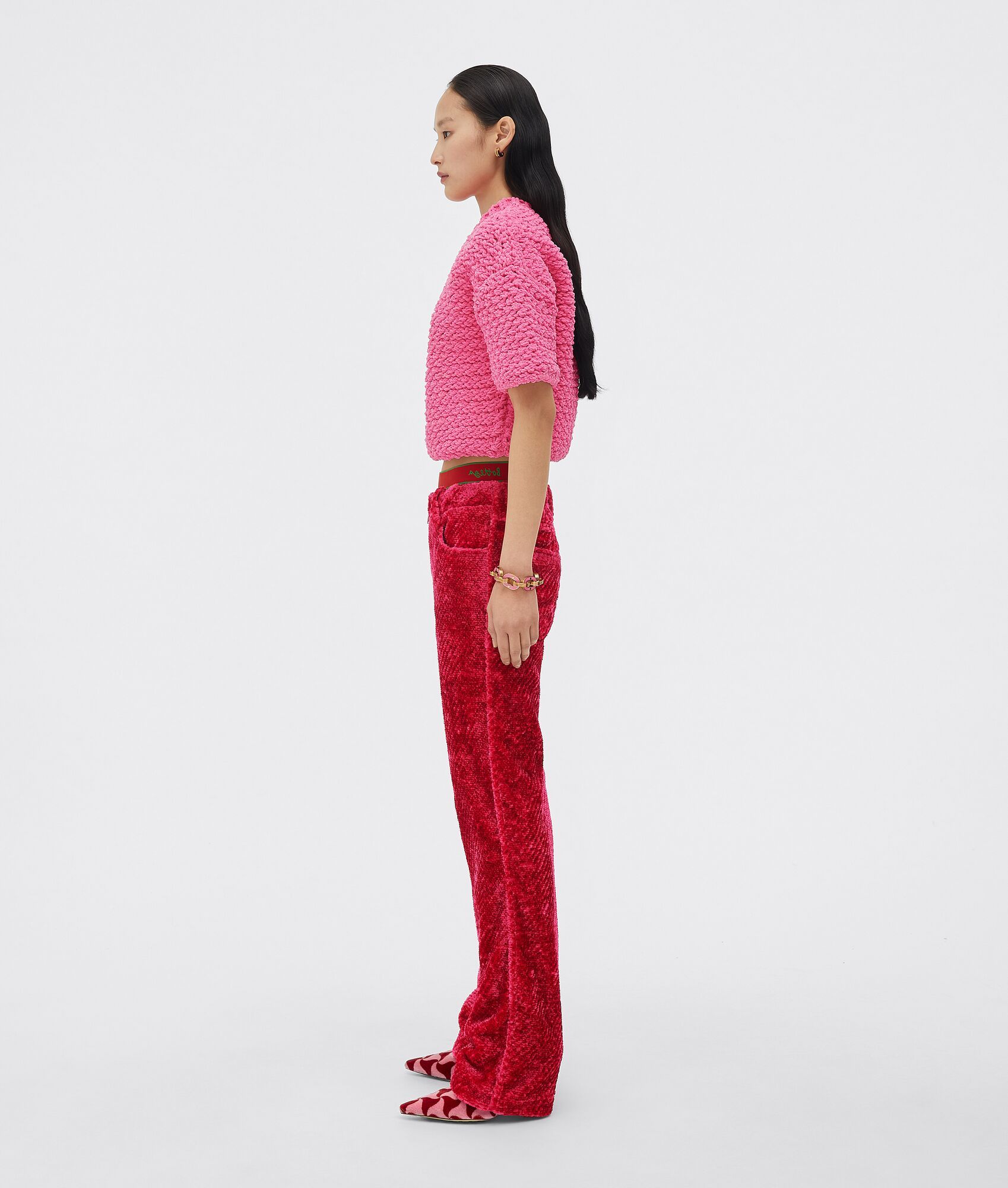 Bottega Veneta Chunky-knit V-neck Jumper In Pink