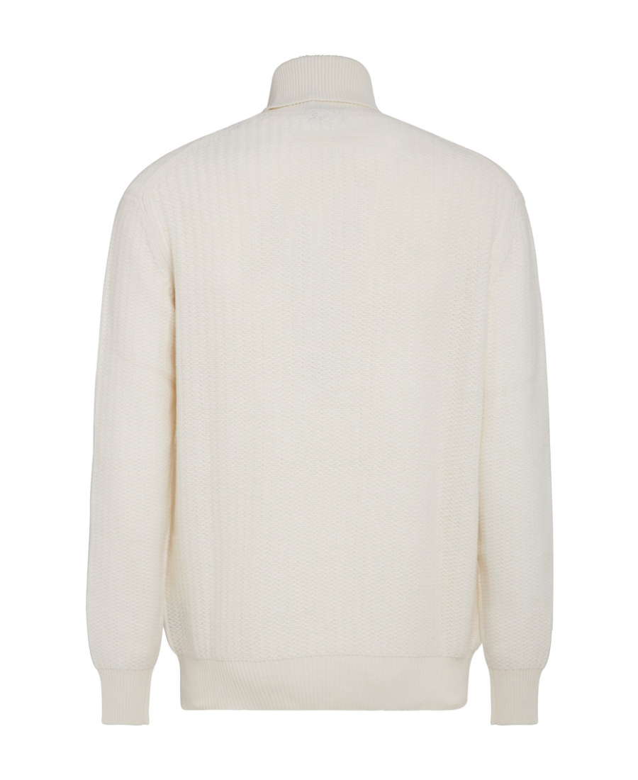 Zegna Logo Turtleneck Sweater In White