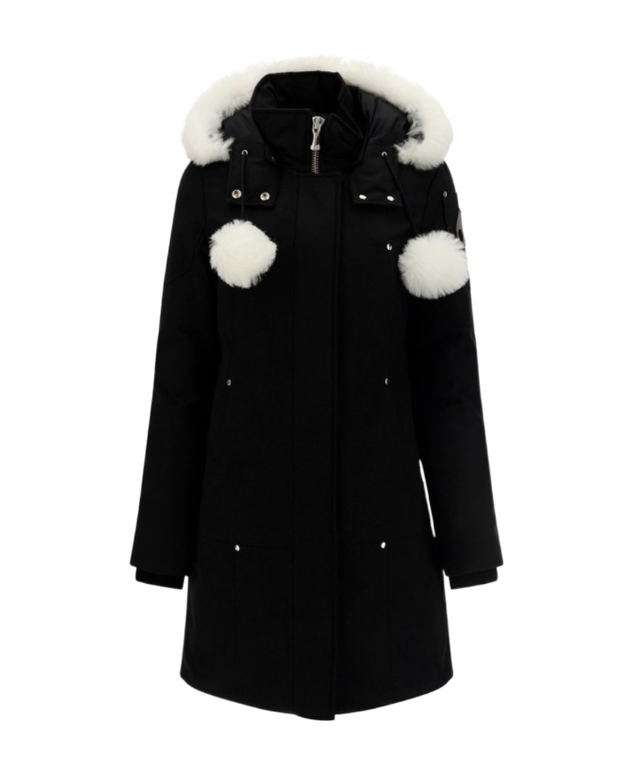 Moose Knuckles Stirling Down Parka With Genuine Shearling Trim In Black