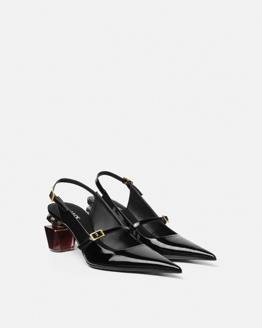 Versace Pointed-toe Slingback Pumps In Black