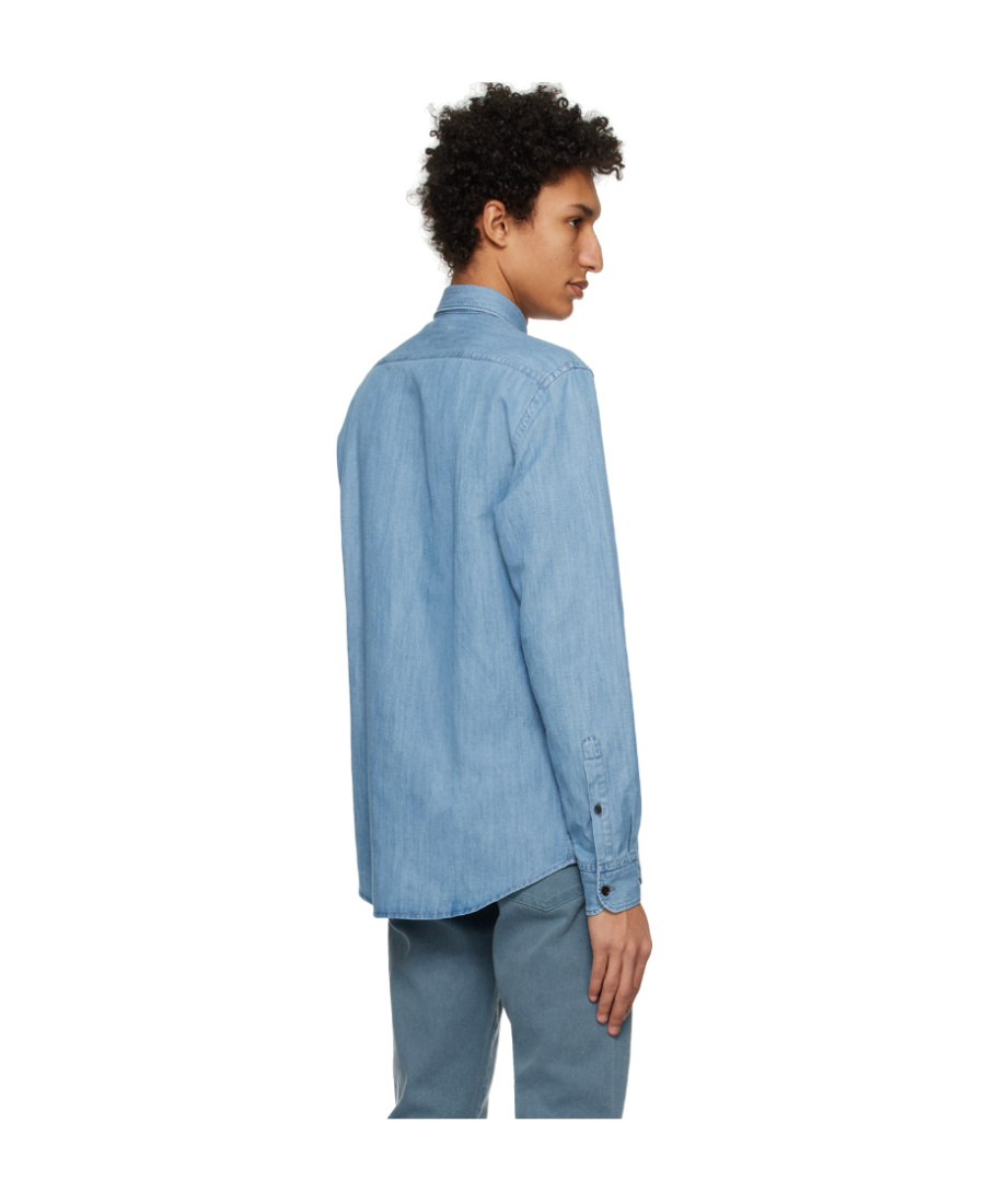 ZEGNA BUTTON-FASTENING DENIM SHIRT 