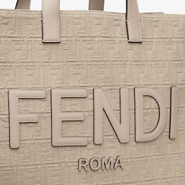 Fendi Large Ff Jacquard Fringed Tote Bag In Nude