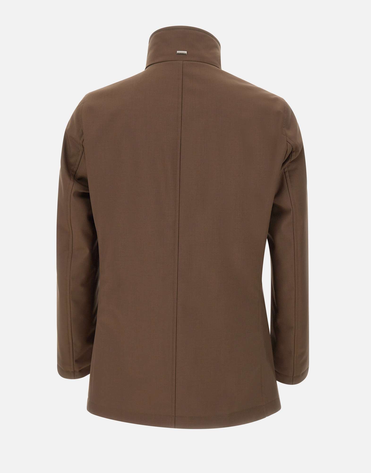 Herno Carcoat In Woolen Melange Twill In Brown