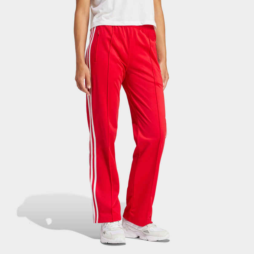 Adidas Originals Straight Trousers With Elastic Waistband And Side Stripes In Red