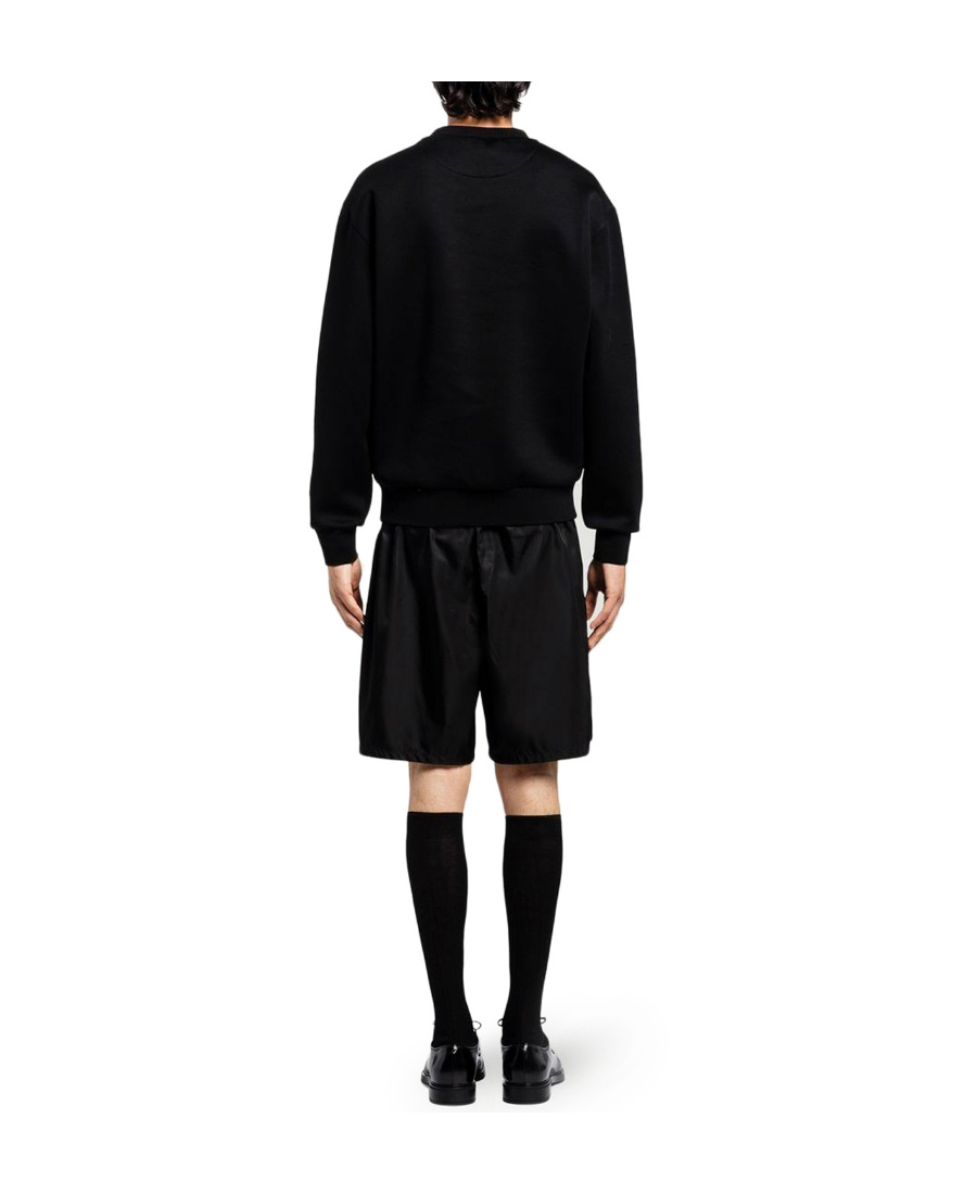 Prada Oversized Cotton Sweatshirt With Logo In Black