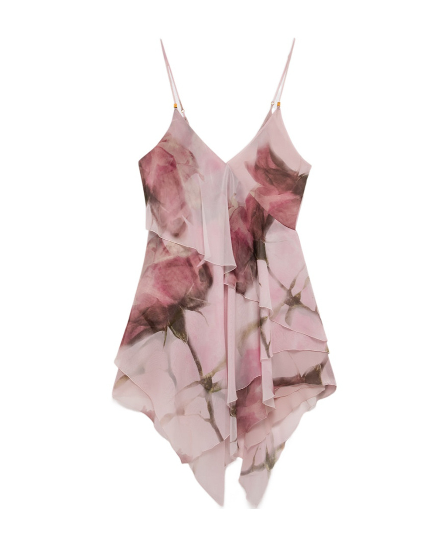 Blumarine Rose-print Mini Slip Dress In Pink