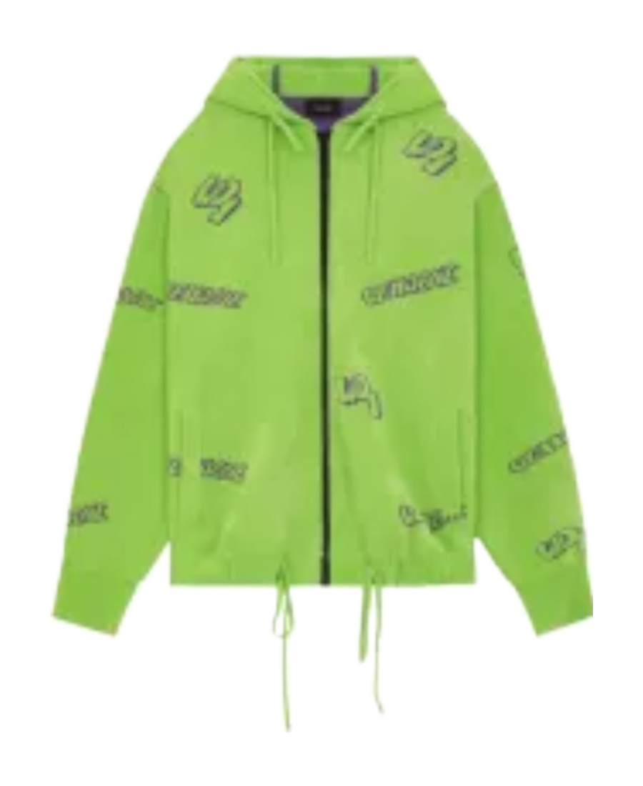 We11 Done Terry-cloth Zip-up Hoodie In Green