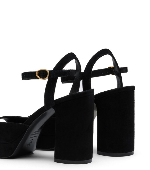 Stuart Weitzman High Block Heel Sandals With Platform Sole In Black