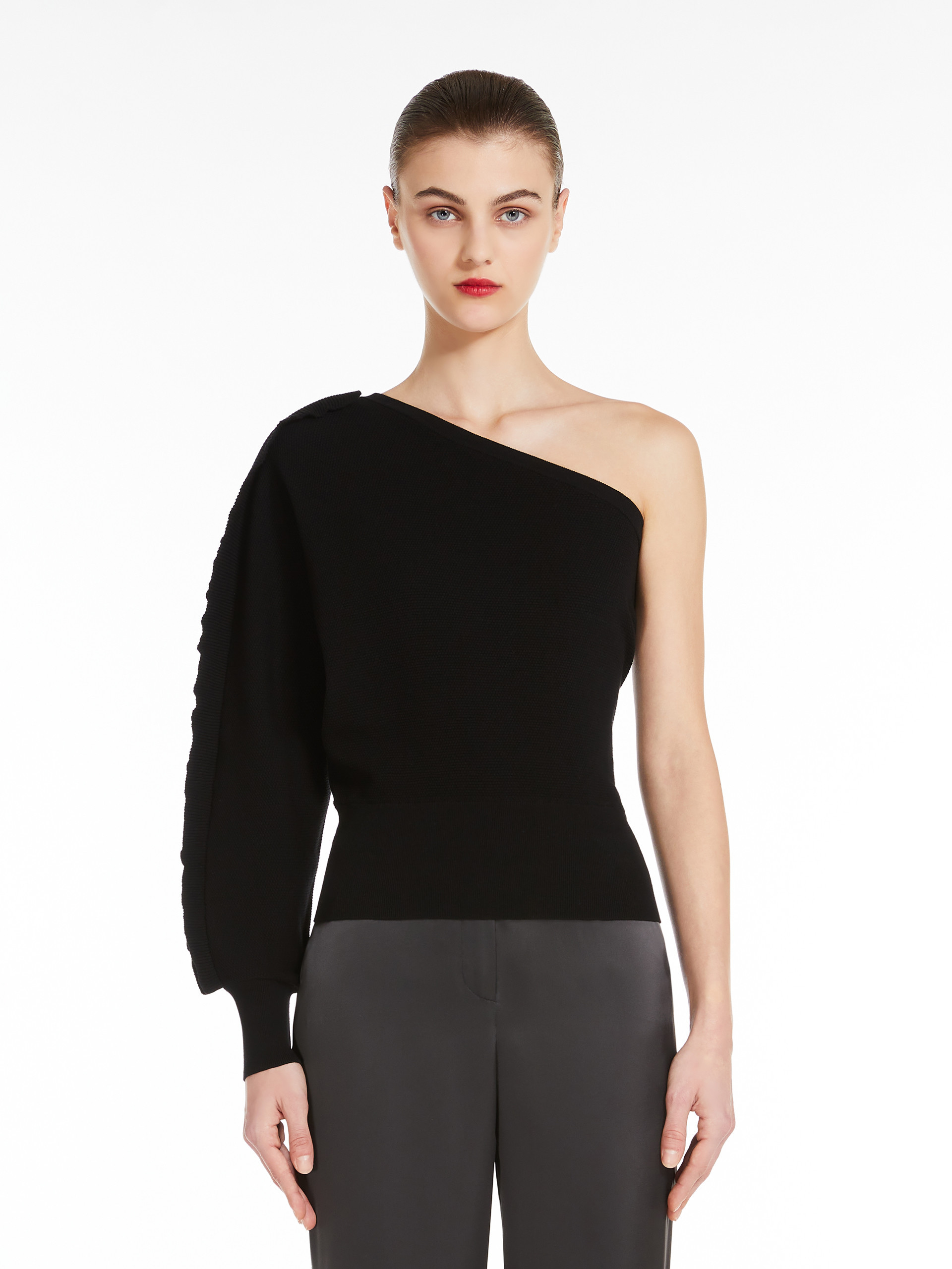 Max Mara One-shoulder Sweater In Black