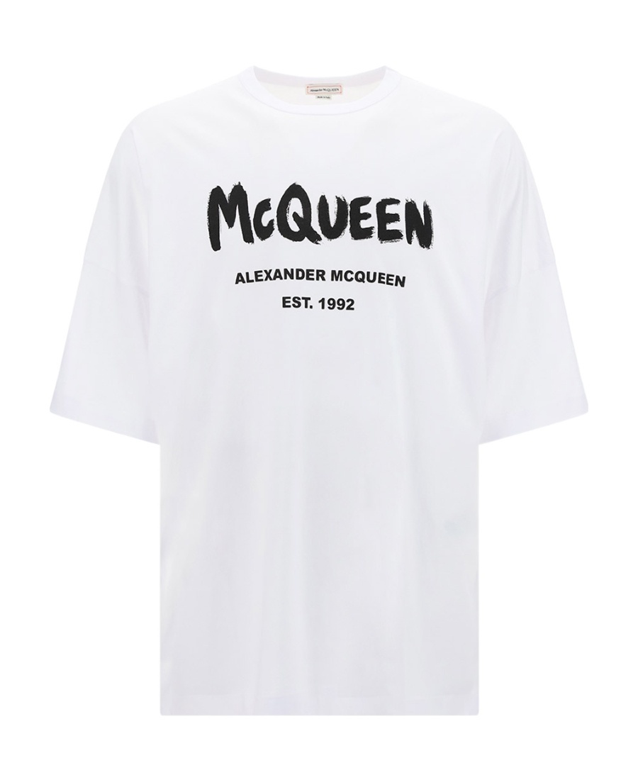 Alexander Mcqueen Mcqueen Graffiti Logo-print T-shirt In White