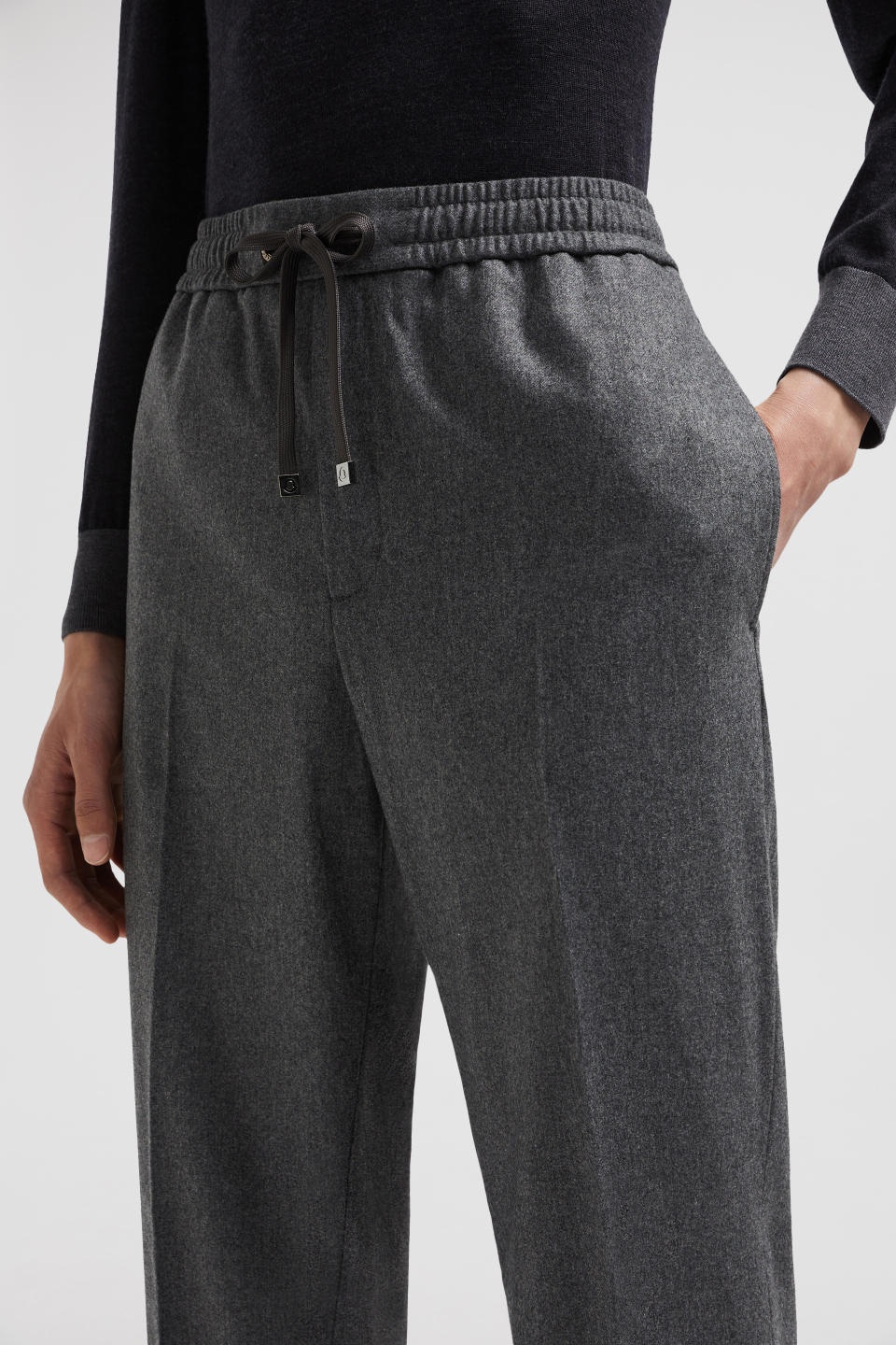 Moncler Joggers In Nylon And Cashmere Trousers Grey In Gray