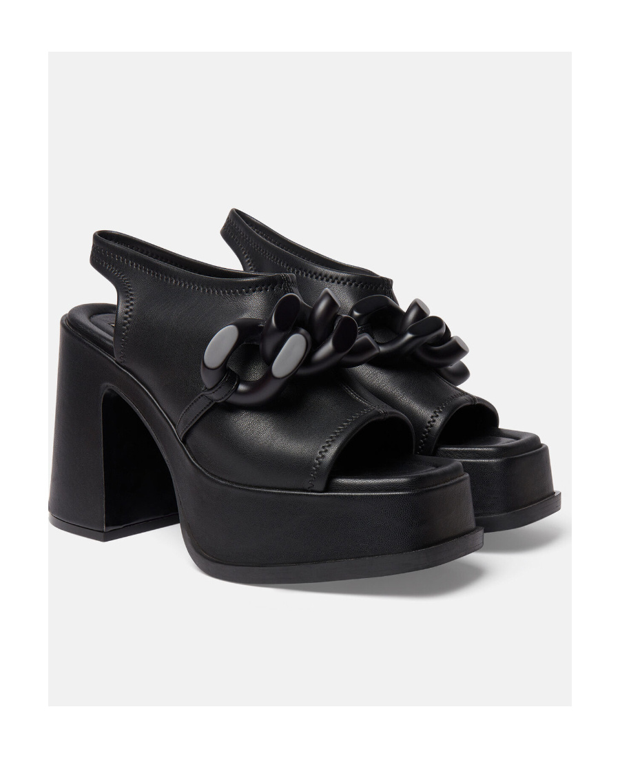 Shop Stella Mccartney Chain-link 125mm Block Heel Sandals In Black